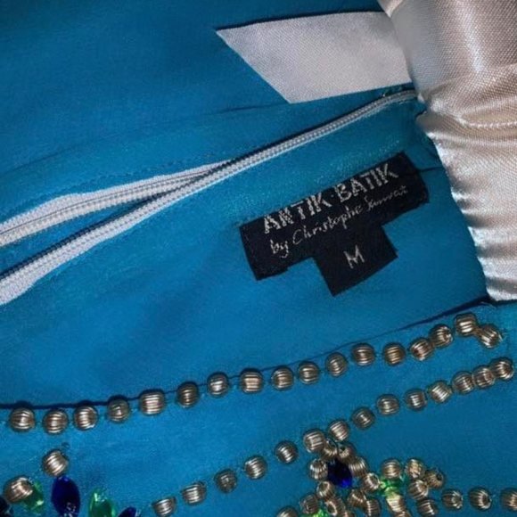 Antik Batik Sauvat Silk Beaded jeweled lose Dress - Picture 8 of 11